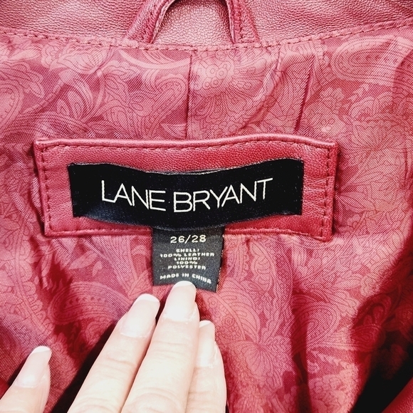 LANE Bryant Red 100% Pure Leather Jacket Size 26/28 - Picture 7 of 12